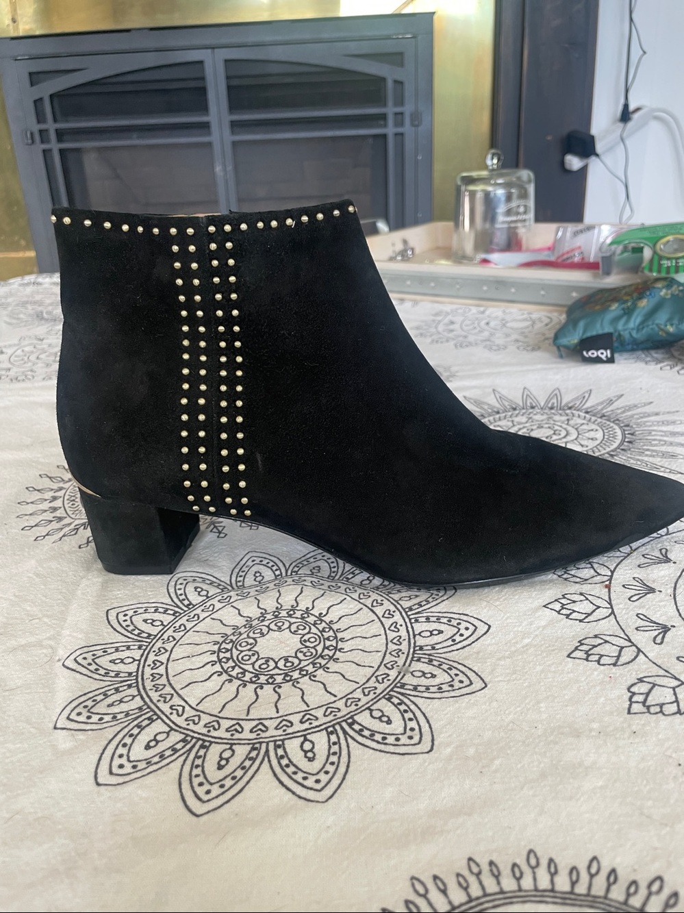 Calvin Klein Black Suede Studded Ankle Booties